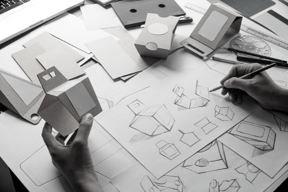 Packaging Designer working on a creative box design